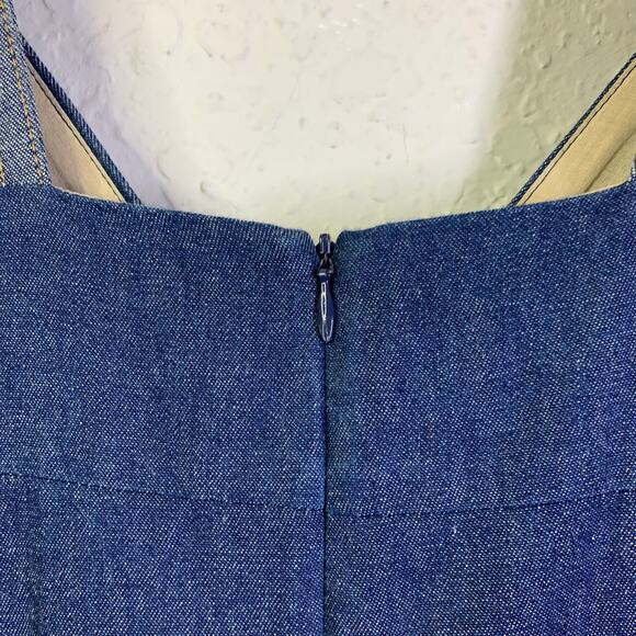 VOOM JOY HAN Dress Small Chambray Empire Waist Front Pockets Vintage 90's Y2K - Picture 10 of 14